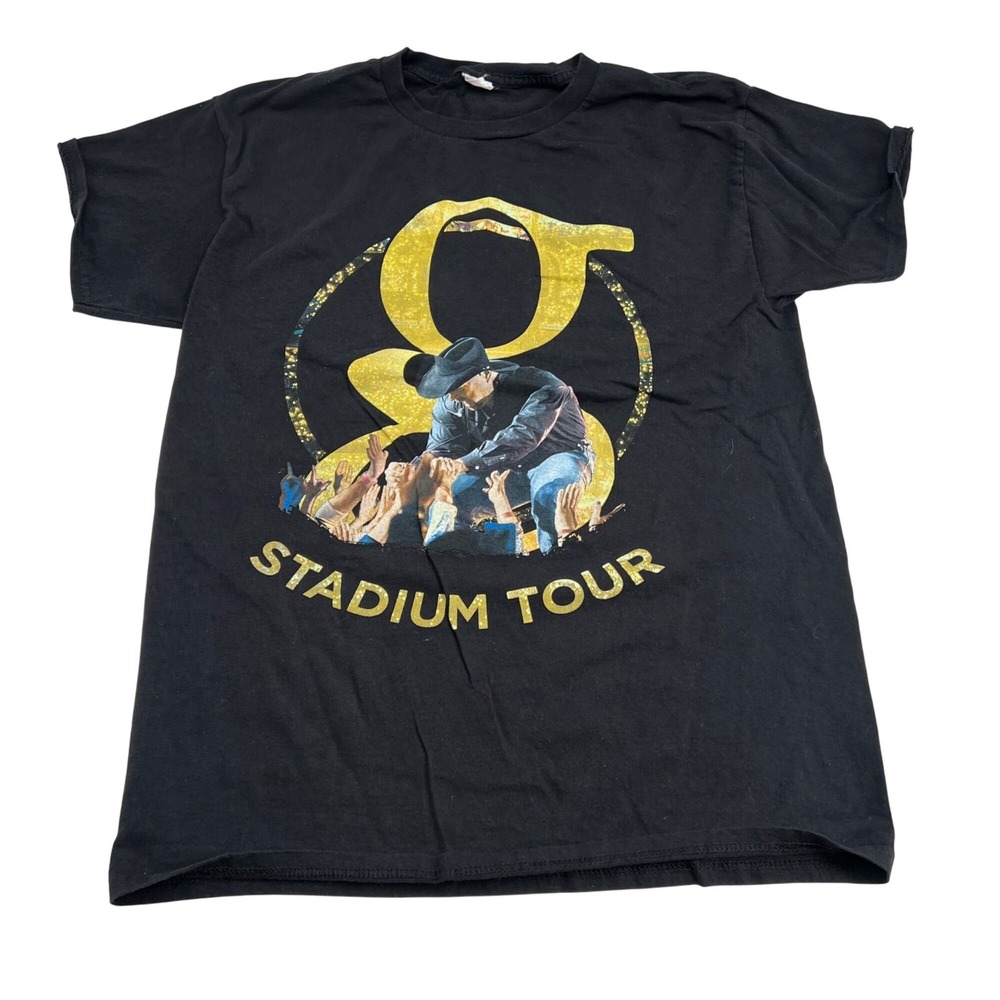 Garth Brooks Stadium Tour Graphic T-Shirt‎ Black Hanes Concert Tee Mens Small